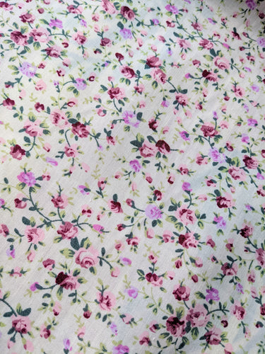 Pink Poly Cotton Rose Fabric, Floral Fabric, Small Print Fabric